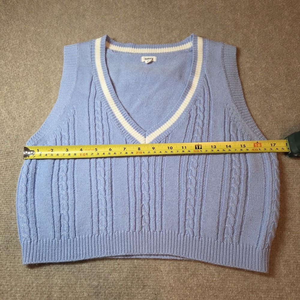 Garage Women's Blue V-Neck  Sweater Vest S Dark Academia  preppy collegiate